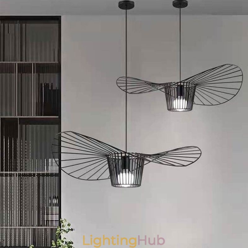 Iron Pendant Light Straw Hat Lamp 1 Light