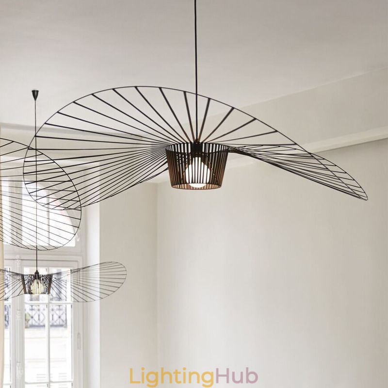 Iron Pendant Light Straw Hat Lamp 1 Light