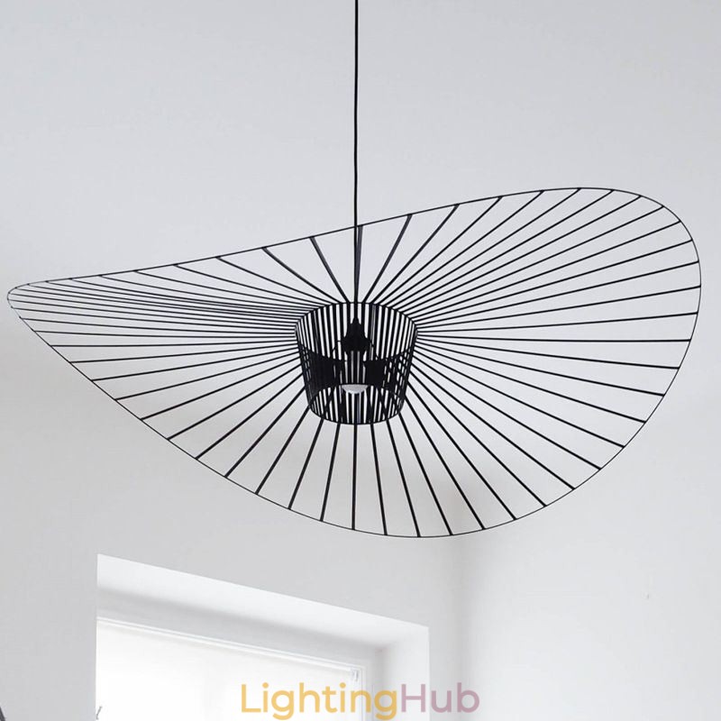 Iron Pendant Light Straw Hat Lamp 1 Light