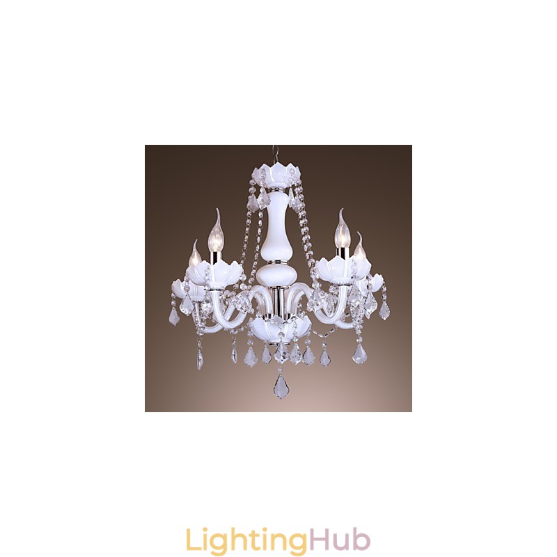 Elegant Crystal Chandelier with 5 Lights in White
