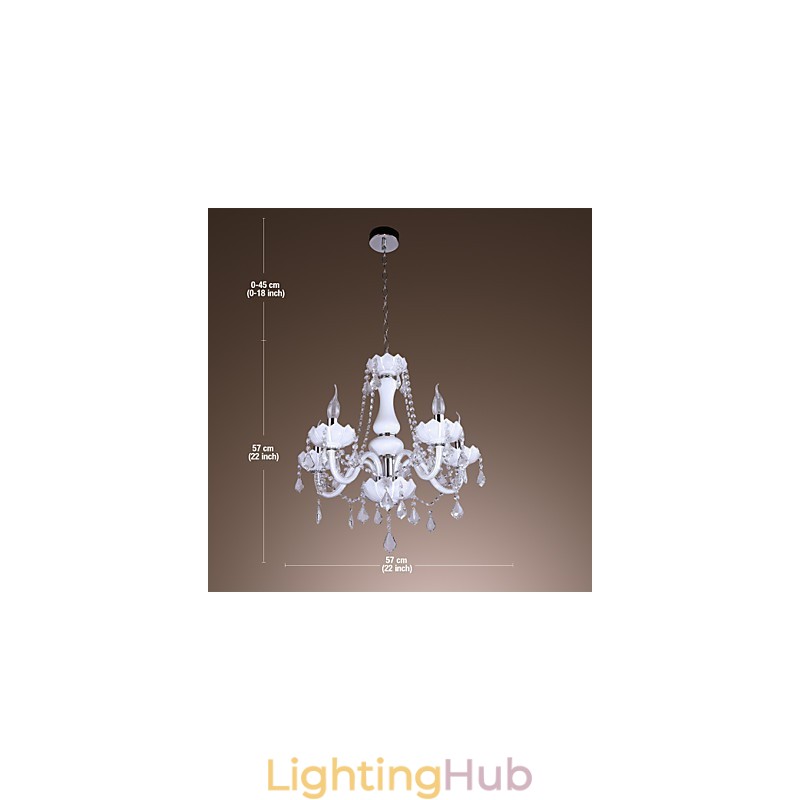 Elegant Crystal Chandelier with 5 Lights in White