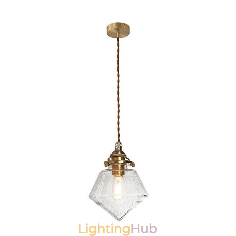 1 Light Diamond Glass Pendant Light Bubble Glass Light Fixture