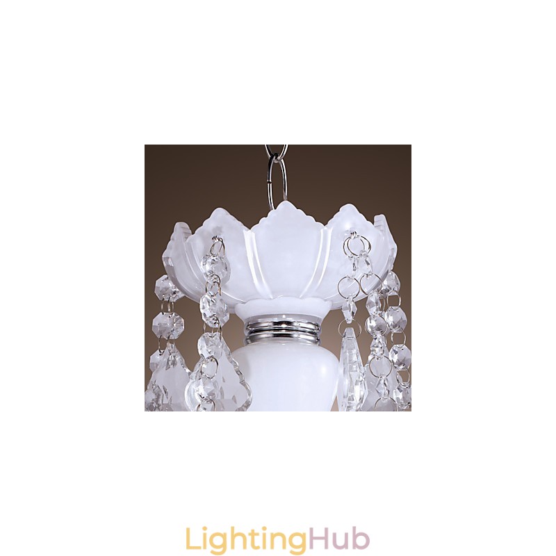 Elegant Crystal Chandelier with 5 Lights in White