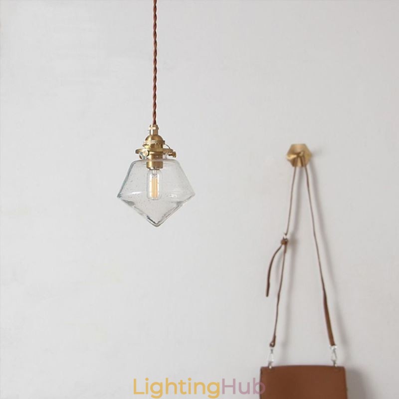 1 Light Diamond Glass Pendant Light Bubble Glass Light Fixture