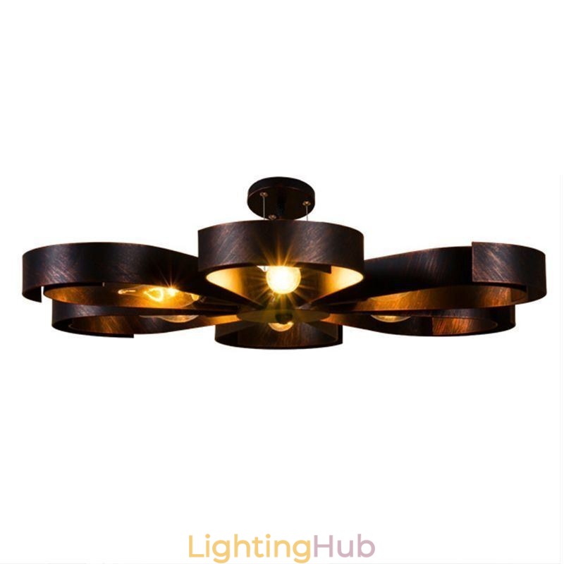 Modern Vintage Ceiling Light Iron Flower Shaped Pendant Light