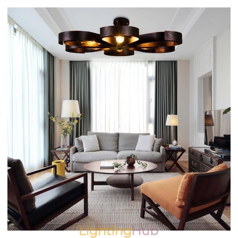 Modern Vintage Ceiling Light Iron Flower Shaped Pendant Light