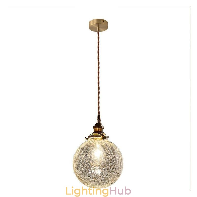 Glass Pendant Light Modern Crackle Ceiling Light Fixture
