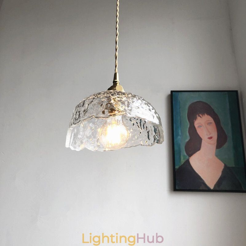 Irregular Brass Glass Pendant Light Hammer Glass Ceiling Light
