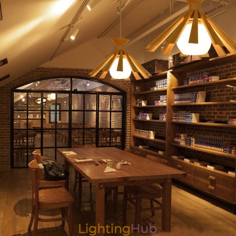 Simple Style Wood Pendant Light Fixture