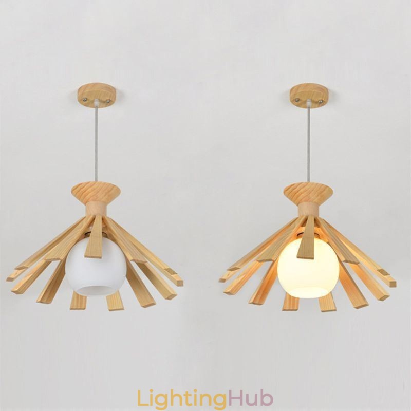 Simple Style Wood Pendant Light Fixture