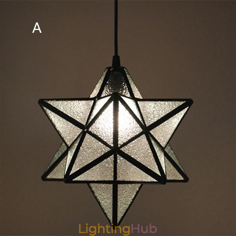 European Stained Glass Pendant Light Creative Star Pendant Lamp