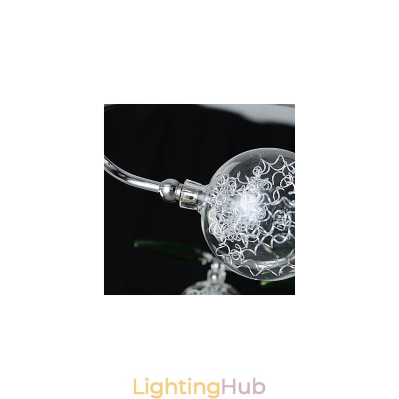 Chandelier 6 Light Country Aluminum Glass Chrome