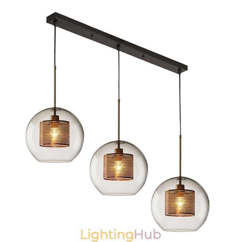Minimalist Glass Cluster Pendant Light 3 Light Ceiling Light Island