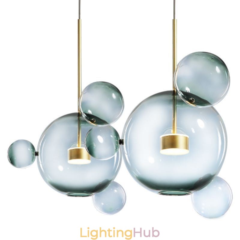Pendant Light Glass Bubble Ceiling Light Gradient Green Lamp