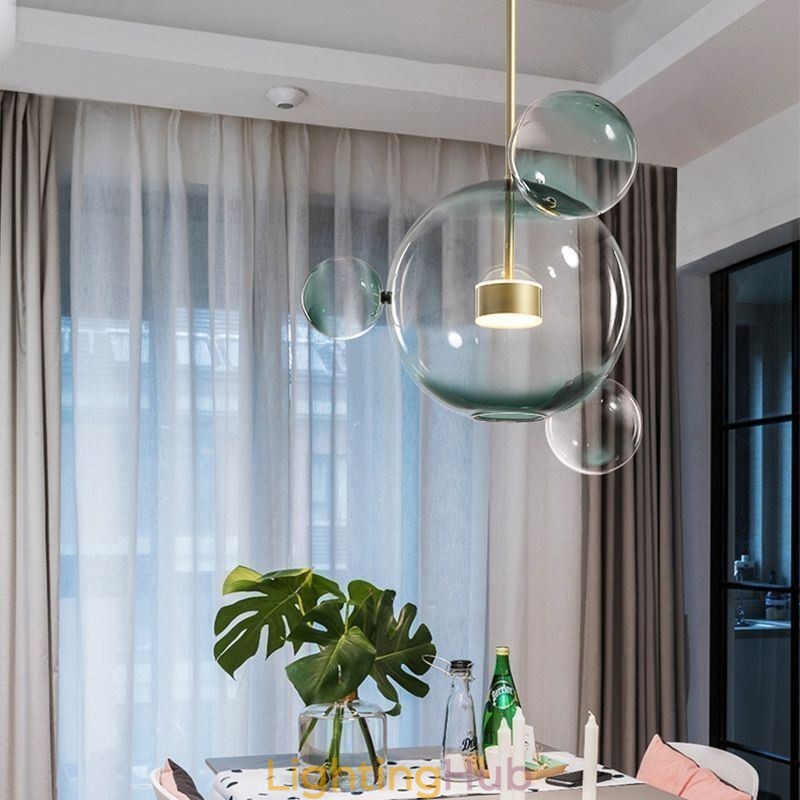 Pendant Light Glass Bubble Ceiling Light Gradient Green Lamp
