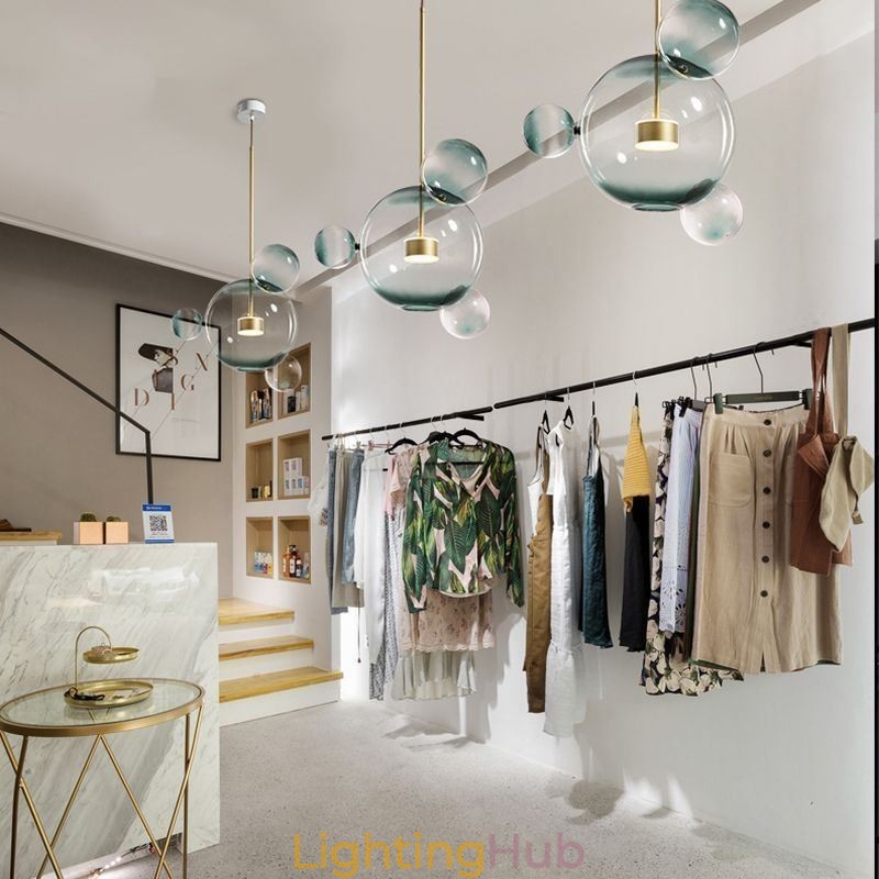 Pendant Light Glass Bubble Ceiling Light Gradient Green Lamp