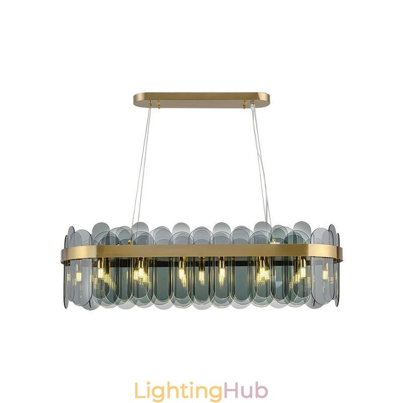 Minimalist Glass Pendant Light Unique Color Rectangle Ceiling Light Island