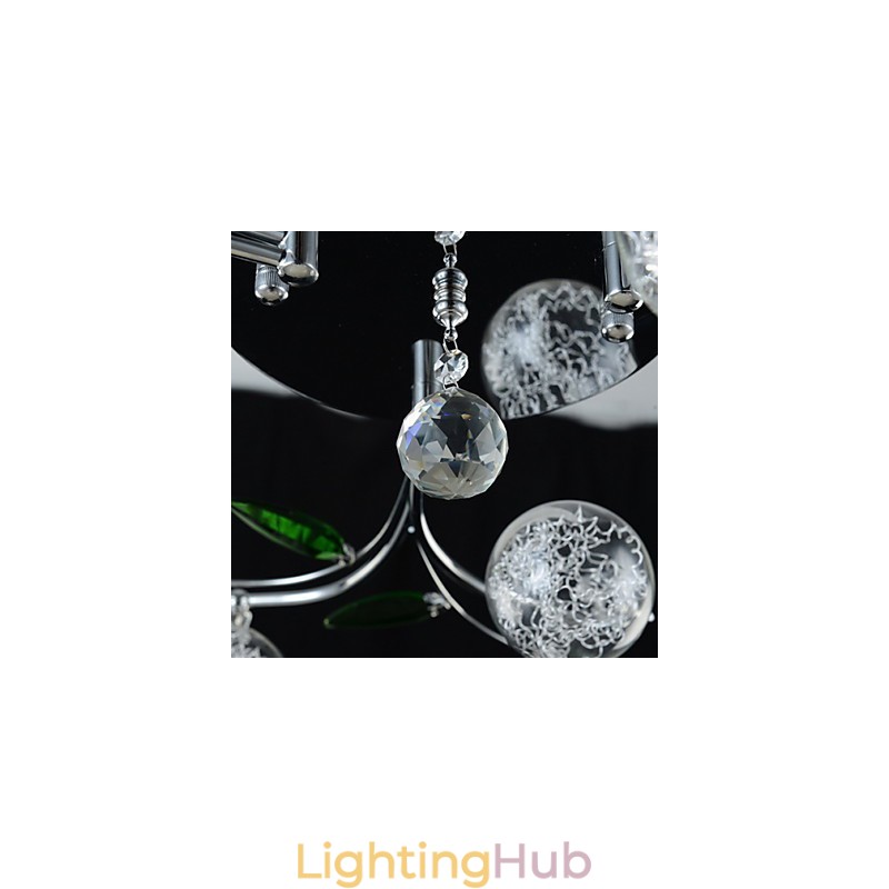 Chandelier 6 Light Country Aluminum Glass Chrome