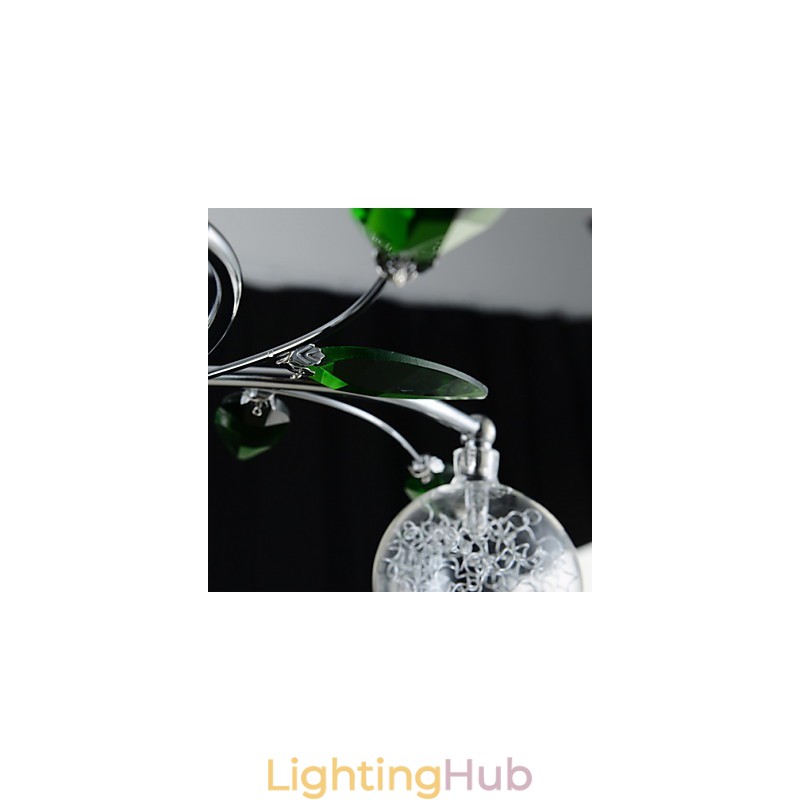 Chandelier 6 Light Country Aluminum Glass Chrome