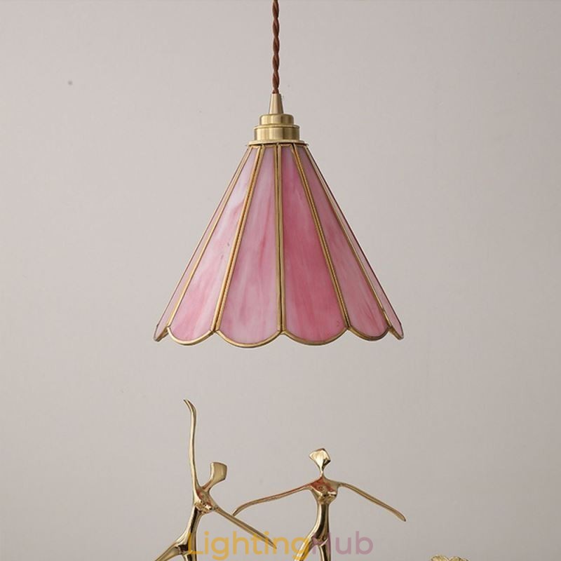 Japanese Style Glass Pendant Light Retro Petal Light Fixture