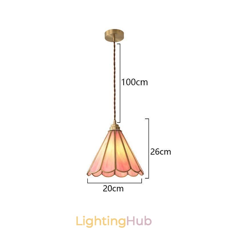 Japanese Style Glass Pendant Light Retro Petal Light Fixture