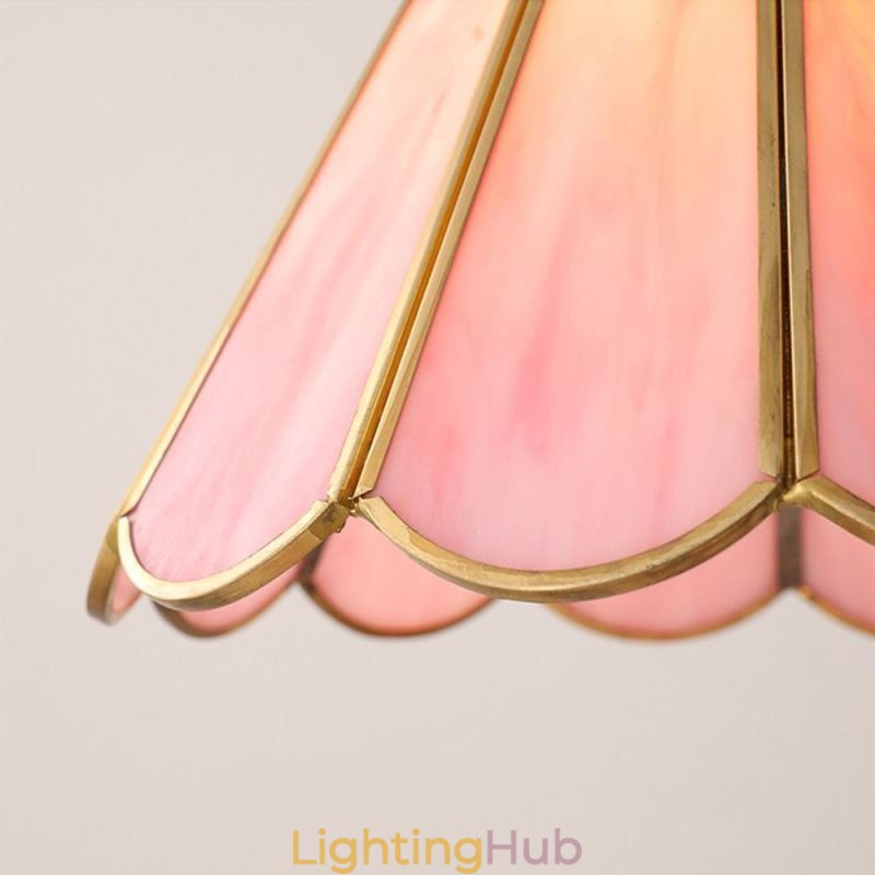 Japanese Style Glass Pendant Light Retro Petal Light Fixture