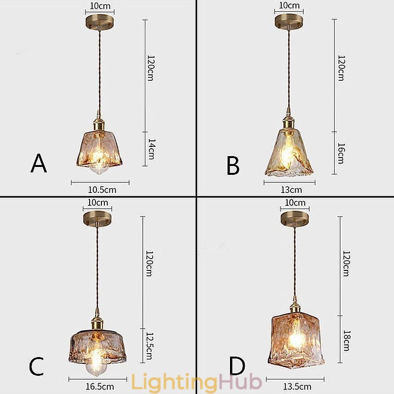 Unique Mini Glass Pendant Light Japanese Style Amber Color Decorative Lighting