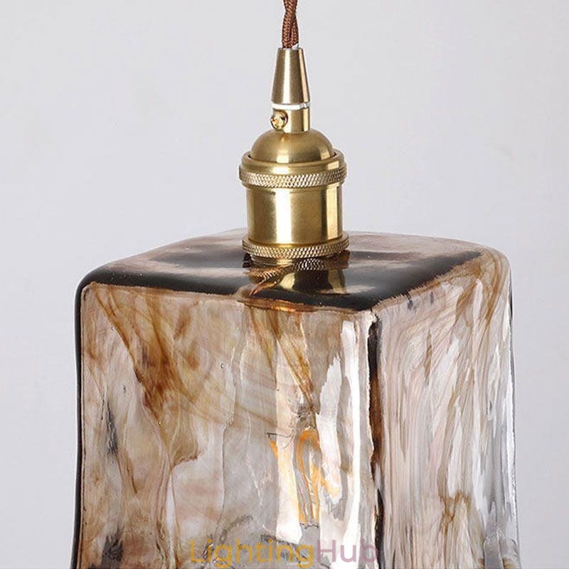 Unique Mini Glass Pendant Light Japanese Style Amber Color Decorative Lighting