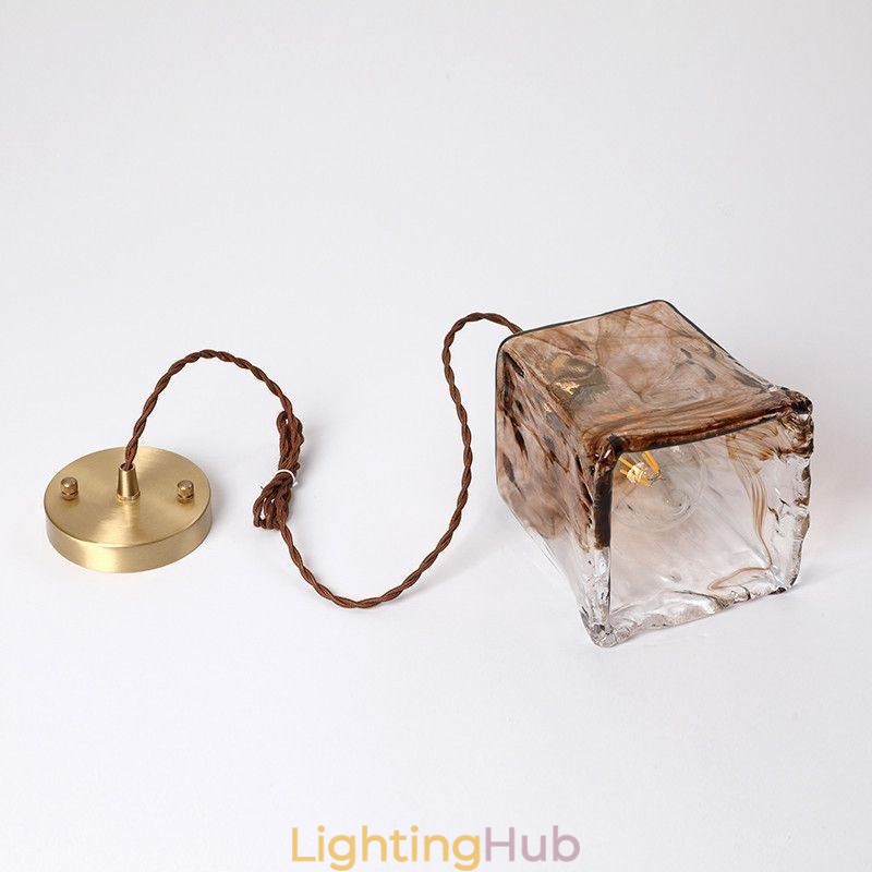 Unique Mini Glass Pendant Light Japanese Style Amber Color Decorative Lighting