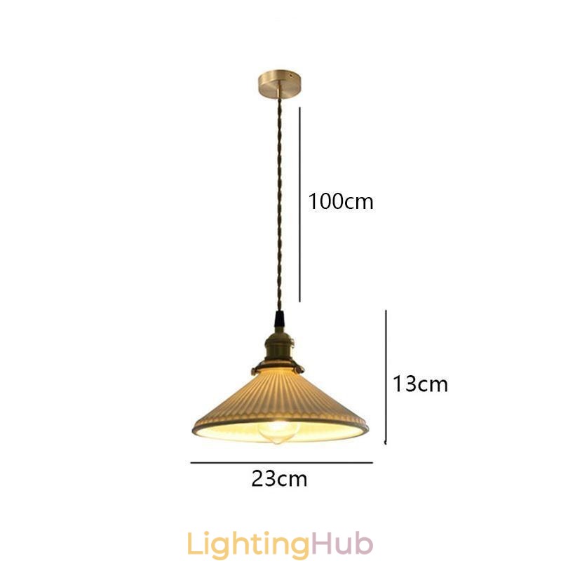 Japanese Style Ceramics Pendant Light Retro Pleated Pendant Lamp