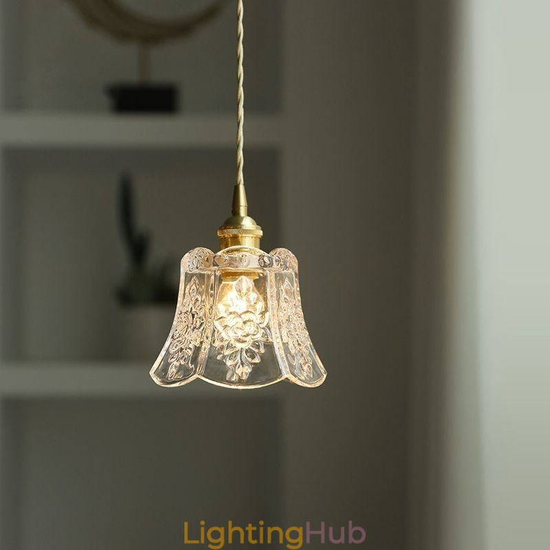 Flower Pendant Lamp Minimalist Decorative Glass Light Fixture