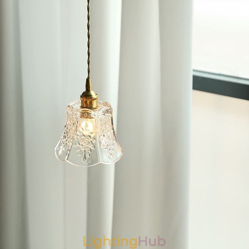 Flower Pendant Lamp Minimalist Decorative Glass Light Fixture