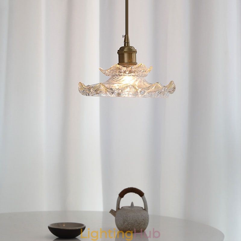 Japanese Style Glass Pendant Light Lotus Glass Pendant Lamp