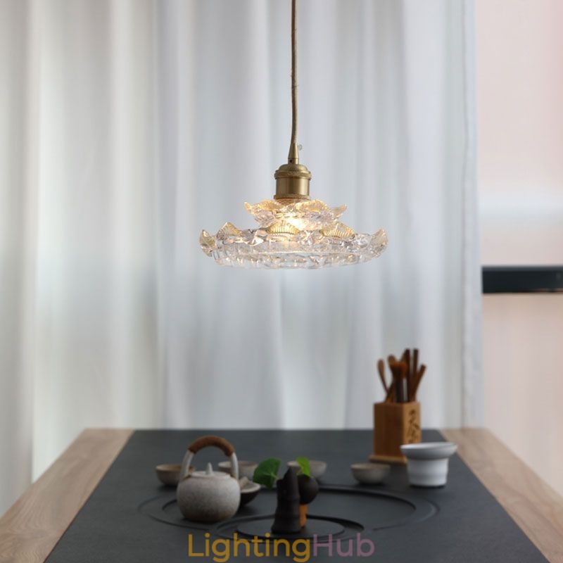 Japanese Style Glass Pendant Light Lotus Glass Pendant Lamp