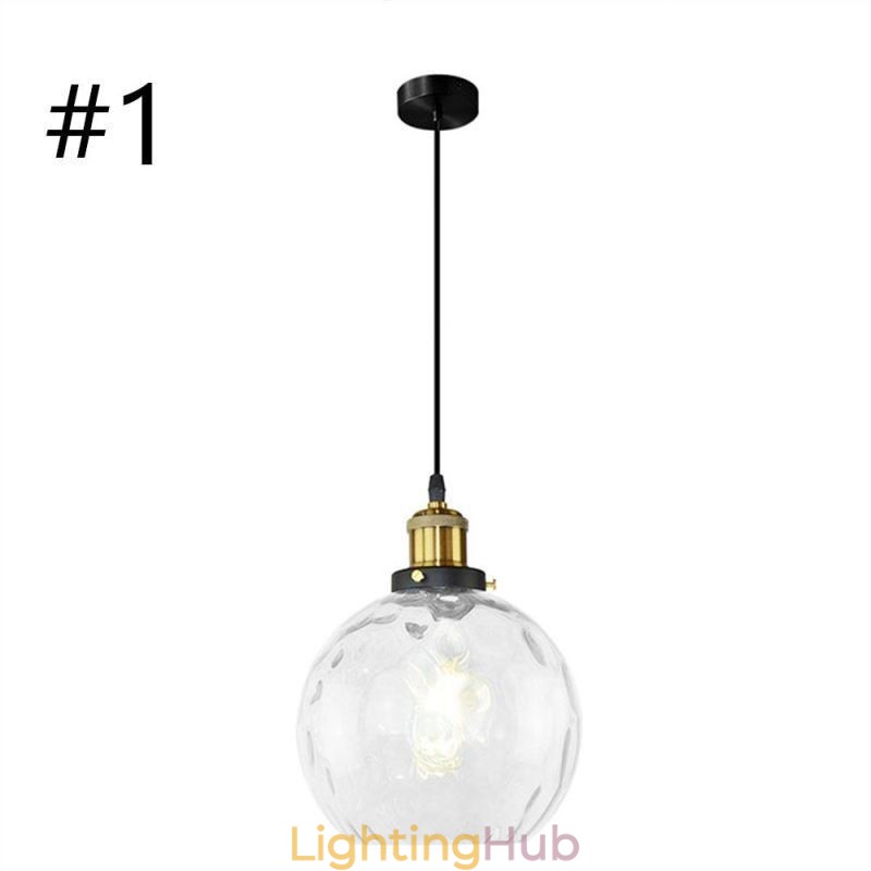 Contemporary Glass Pendant Light Round Water Pattern Glass Pendant Lamp