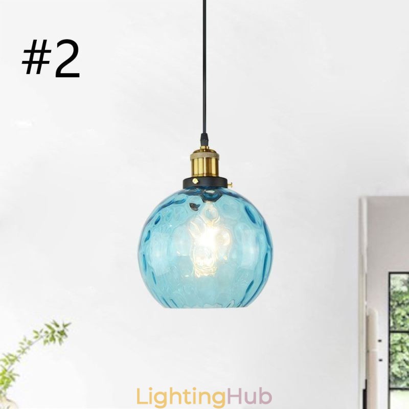Contemporary Glass Pendant Light Round Water Pattern Glass Pendant Lamp