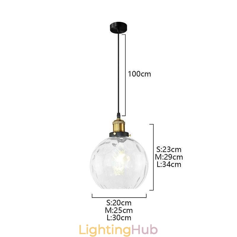 Contemporary Glass Pendant Light Round Water Pattern Glass Pendant Lamp