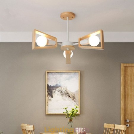Modern Fan Shaped Chandelier Elegant Wood Pendant Light Modern Fan Shaped Chandelier Elegant Wood Pendant Light