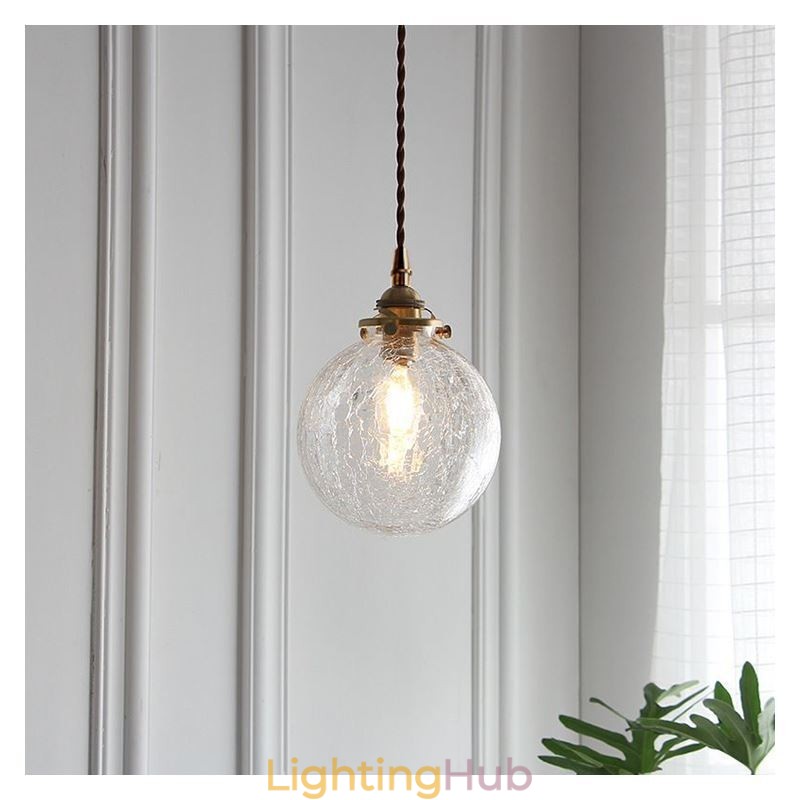 Glass Pendant Light Modern Crackle Ceiling Light Fixture