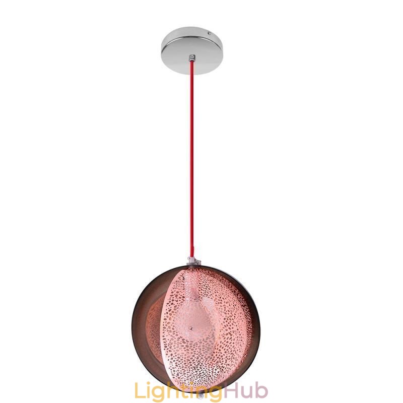 Modern Rose Gold Pendant Light Half Round Glass Lamp Shade Decorative Light Cafe