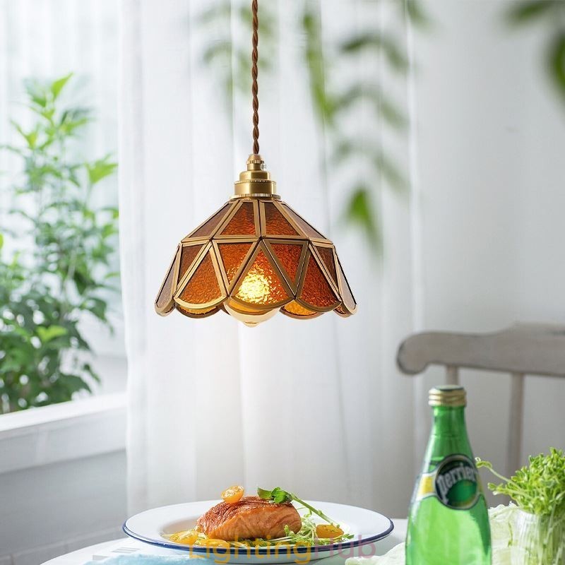 Retro Glass Pendant Light Japanese Style Glass Ceiling Light