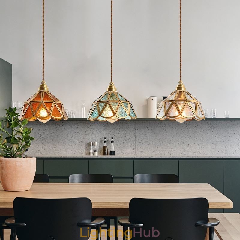 Retro Glass Pendant Light Japanese Style Glass Ceiling Light