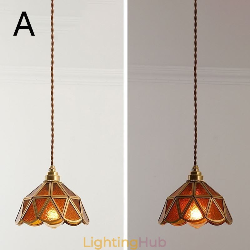 Retro Glass Pendant Light Japanese Style Glass Ceiling Light