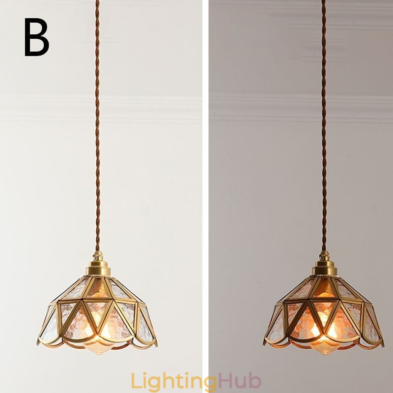 Retro Glass Pendant Light Japanese Style Glass Ceiling Light