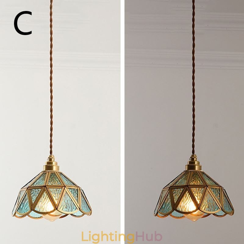 Retro Glass Pendant Light Japanese Style Glass Ceiling Light