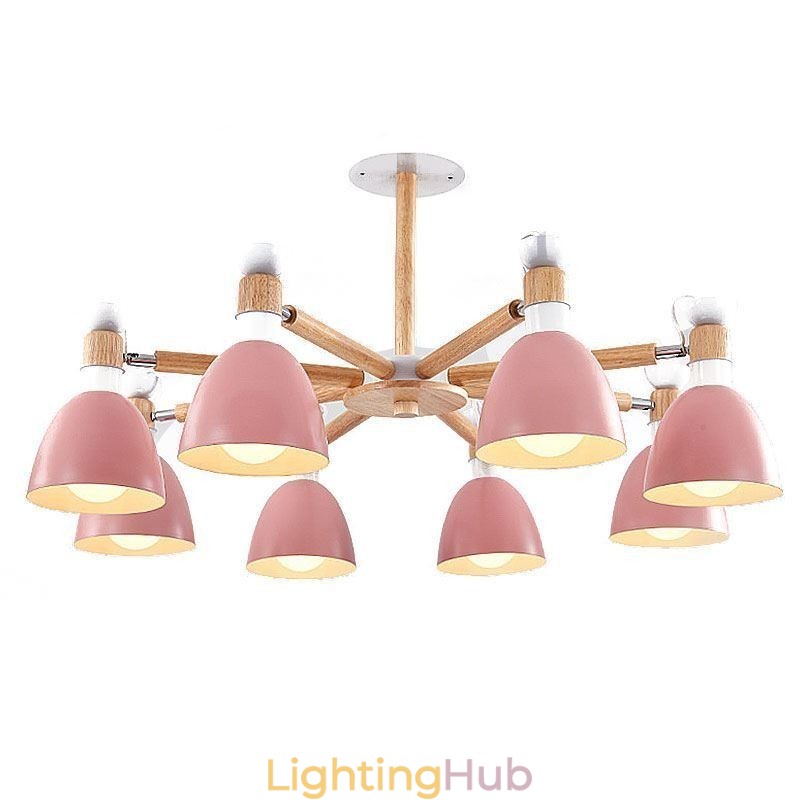 Nordic Macaron Pendant Light Creative Wood Chandelier
