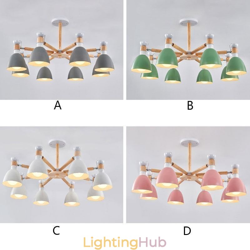 Nordic Macaron Pendant Light Creative Wood Chandelier