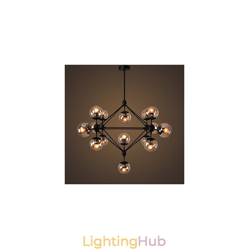 Chandelier 15 Lights Glass Ball Lights Retro Outdoors Garage Metal