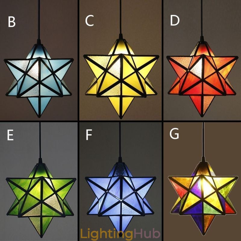 European Stained Glass Pendant Light Creative Star Pendant Lamp