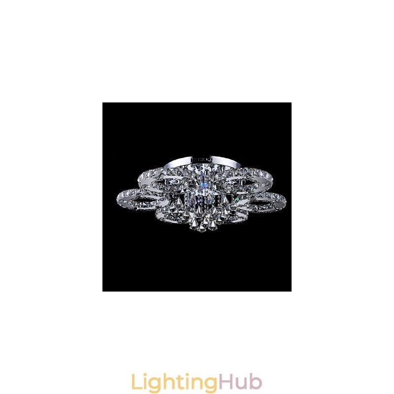 Modern Contemporary Crystal Chrome Metal Flush Mount